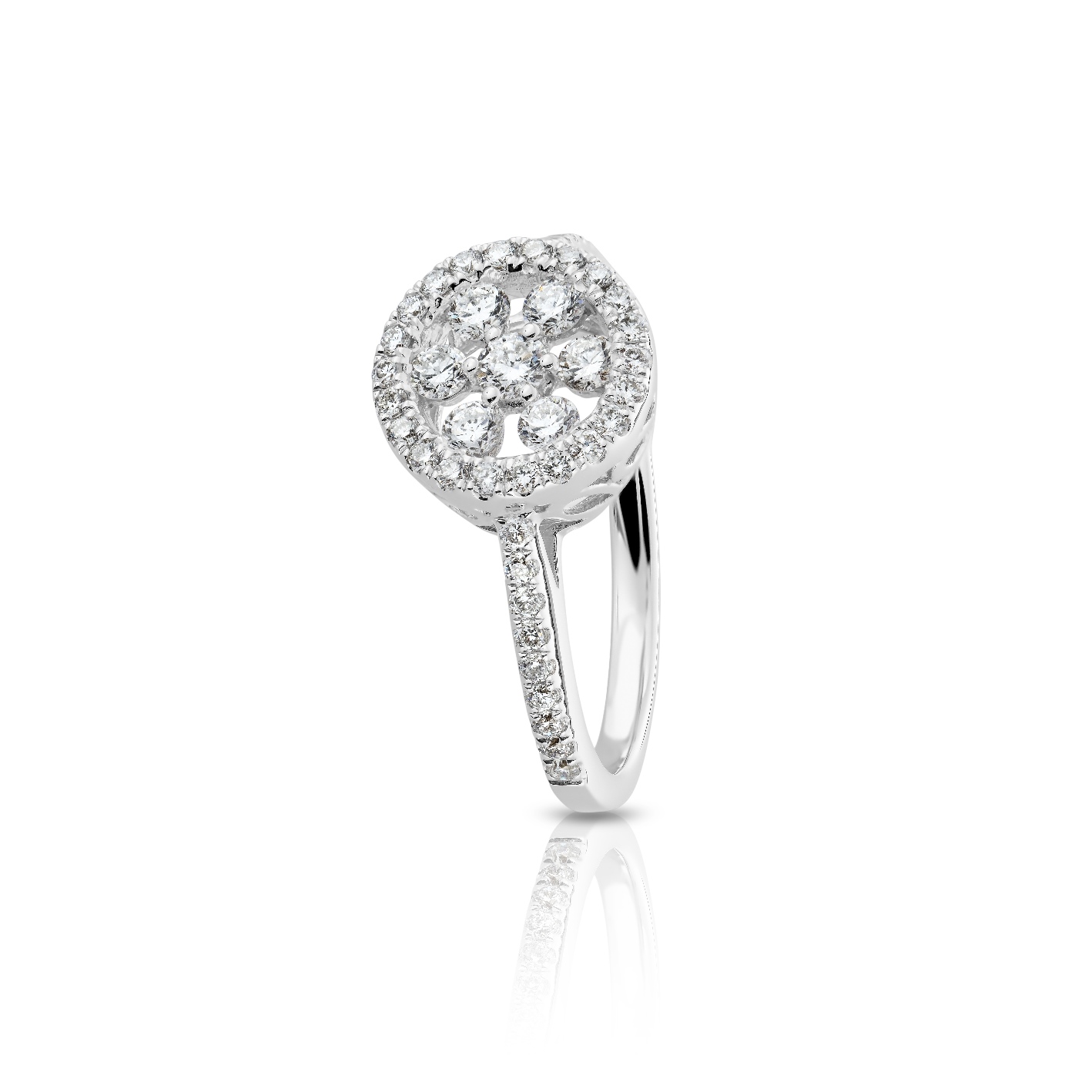 Bague Hulchi Belluni coeur en diamants entourage et or blanc