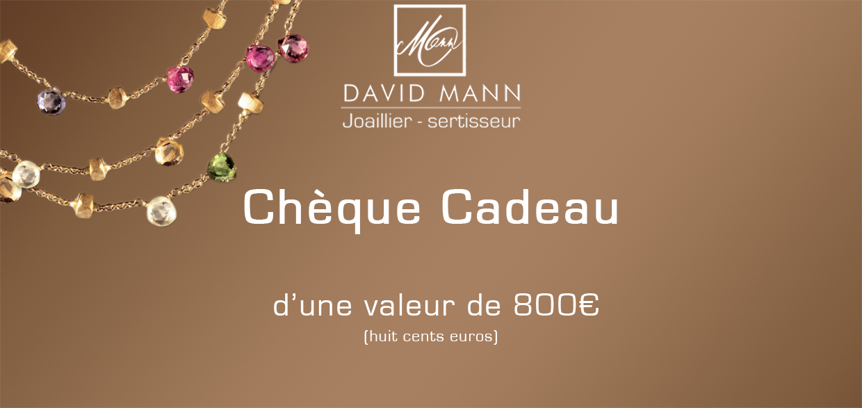 Chèque cadeau Bijouterie David Mann exemple