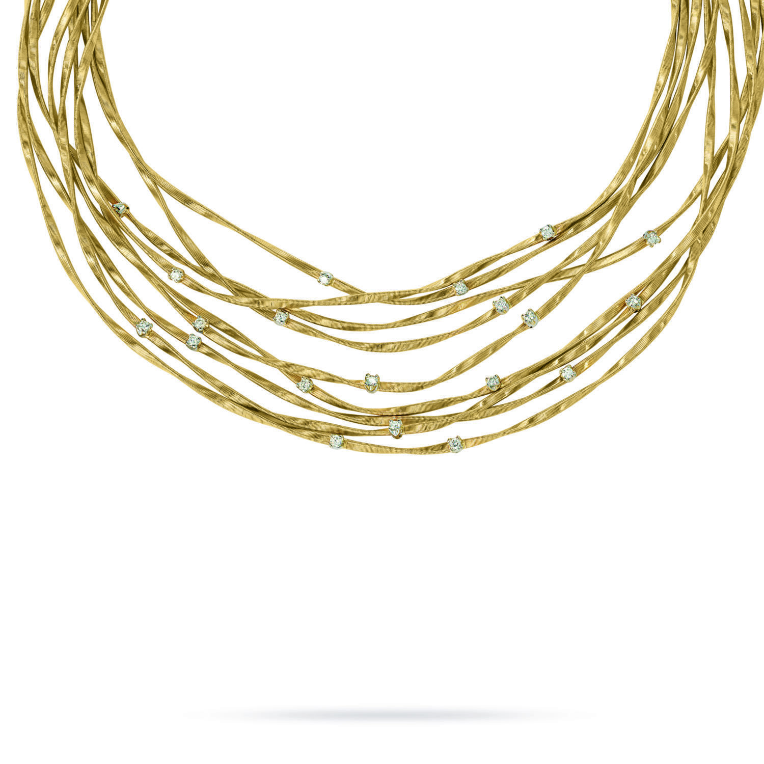 Collier 9 rangs Marco Bicego Marrakech en or jaune torsadé et diamants