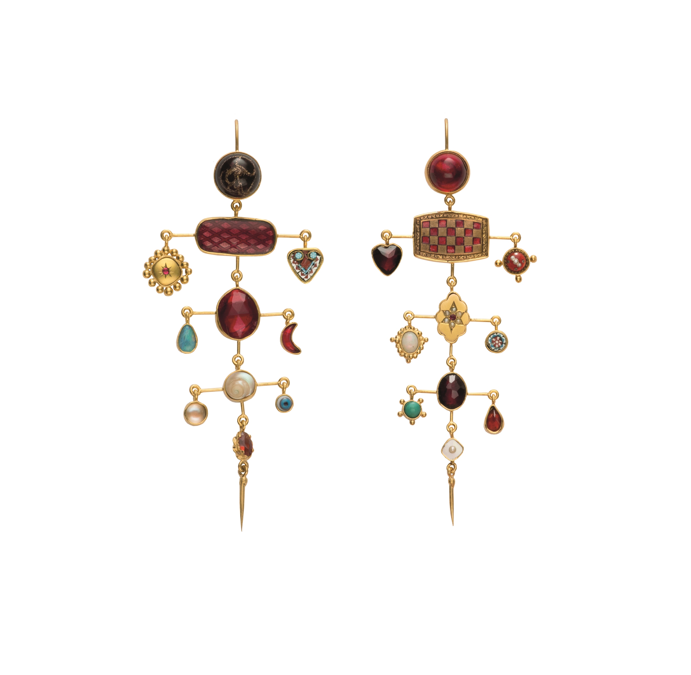 Boucles d'oreilles Grainne Morton multi layer balance with victorian drops