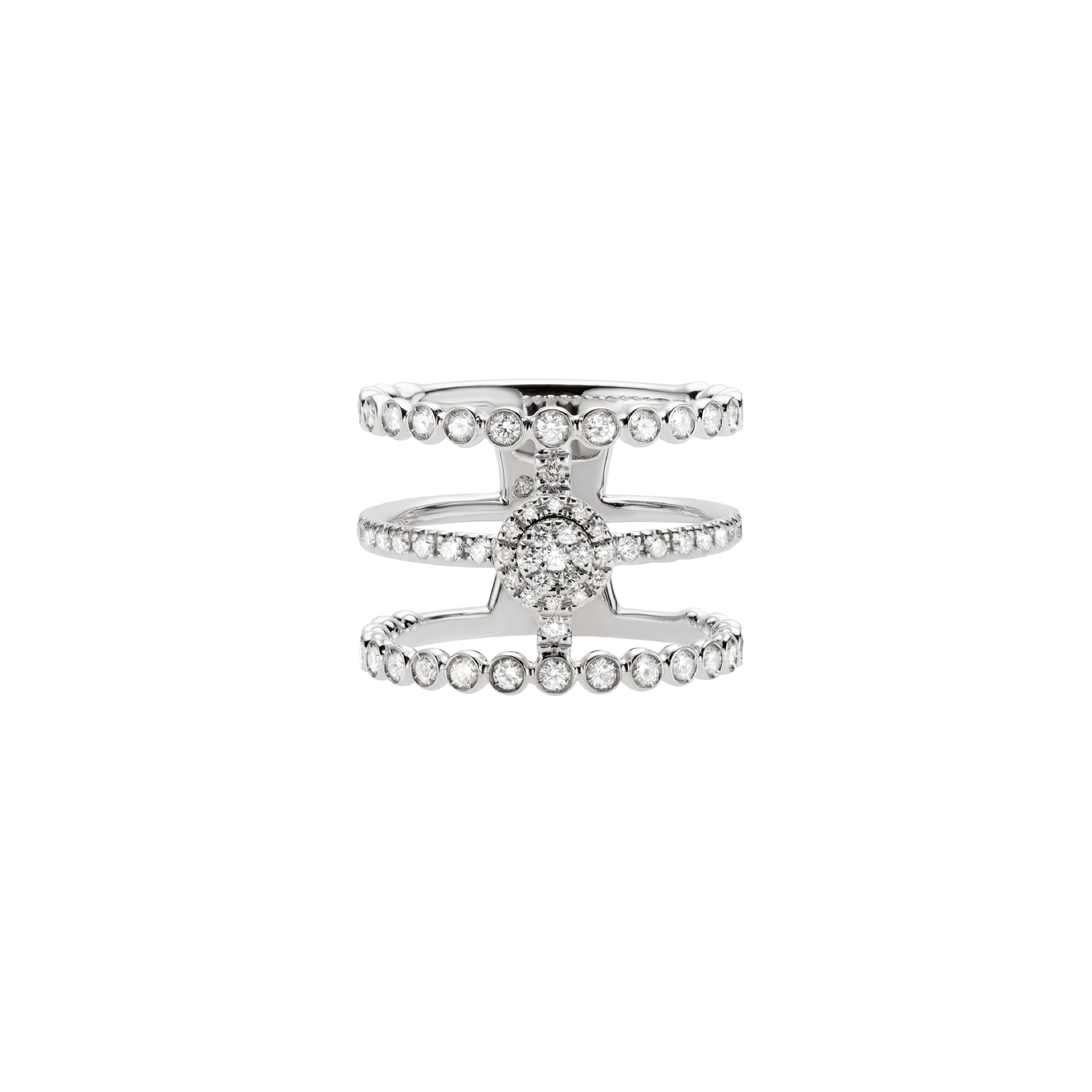 Triple bague en or blanc et diamants taille brillant - Casato