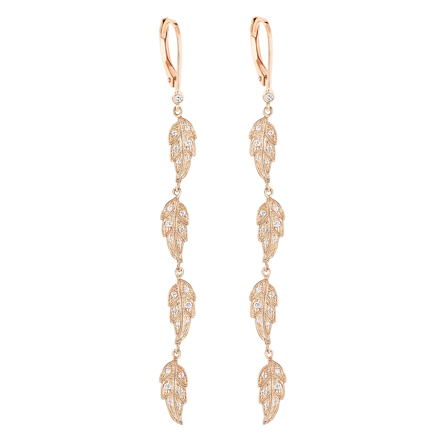 Boucles d'oreilles pendantes Stone Paris Tree of Life en or rose et diamants