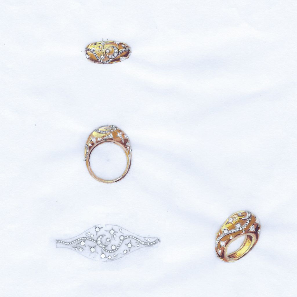 Projet sur mesure de bague en or et diamants