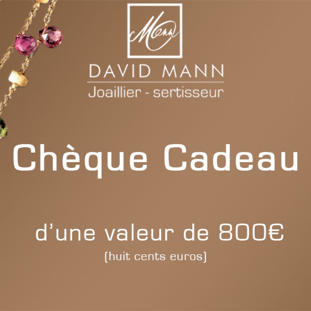 Chèque cadeau Bijouterie David Mann exemple