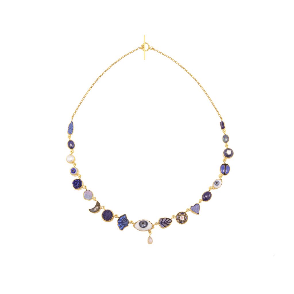 Collier Grainne Morton charms bleus eye teardrop charm