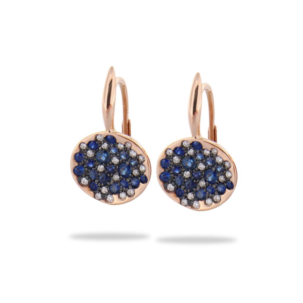 Boucles d'oreilles Brusi Spring saphirs et diamants sur or rose