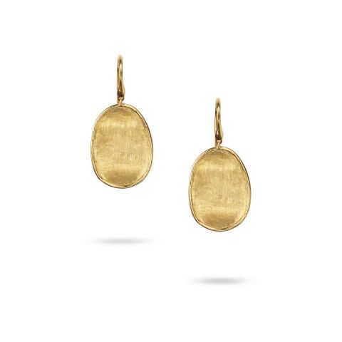 Boucles d'oreilles pendantes Marco Bicego Lunaria pavés d'or jaune guilloché pendants