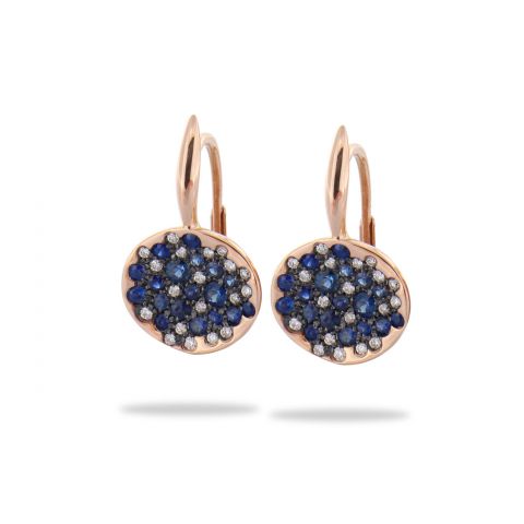 Boucles d'oreilles Brusi Spring pavés de saphirs et diamants disponibles à la bijouterie à Liège