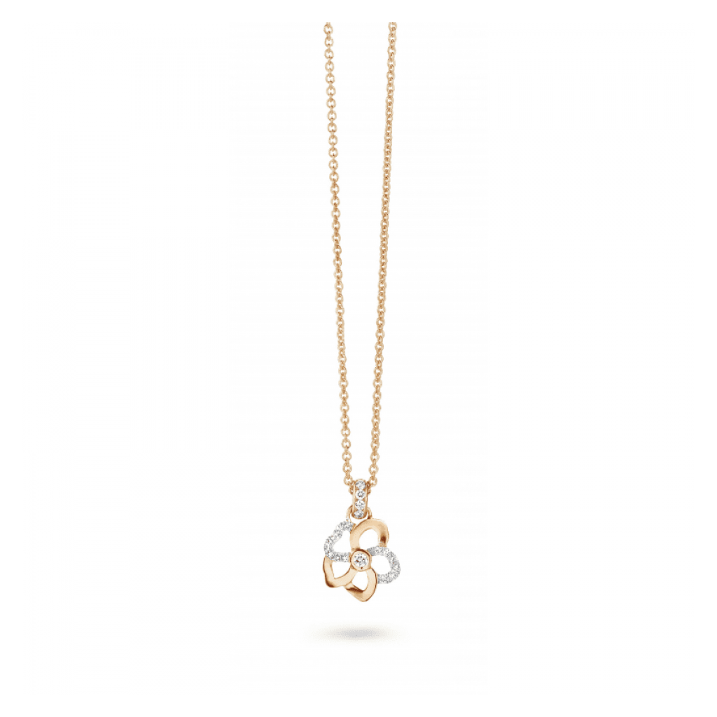 Pendentif Hulchi Belluni Fleur de Monoï en or rose et diamants