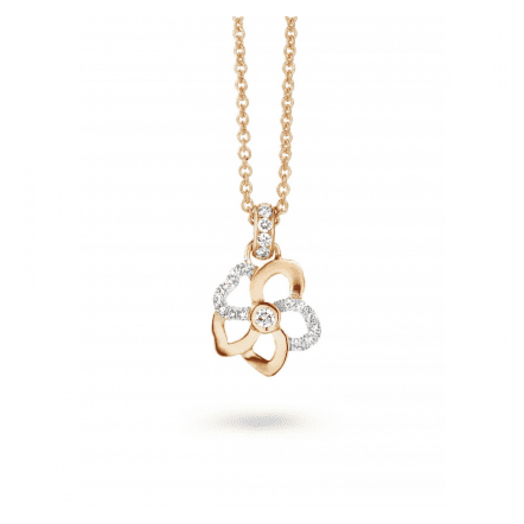 Pendentif Hulchi Belluni Fleur de Monoï en or rose et diamants, détail