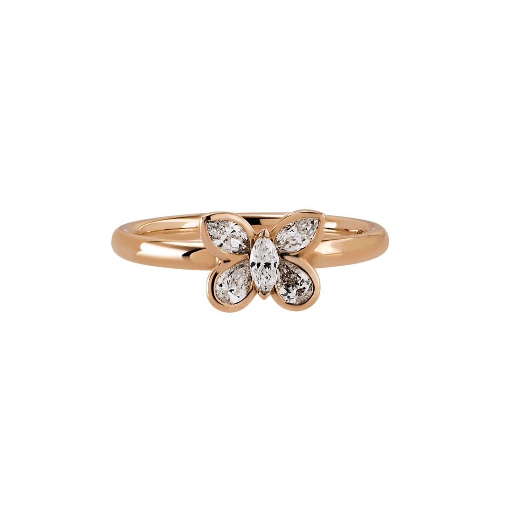 Bague Papillon En Argent 925 Rhodié – Sertie D’onyx Et Cz, Tailles 52 à 60