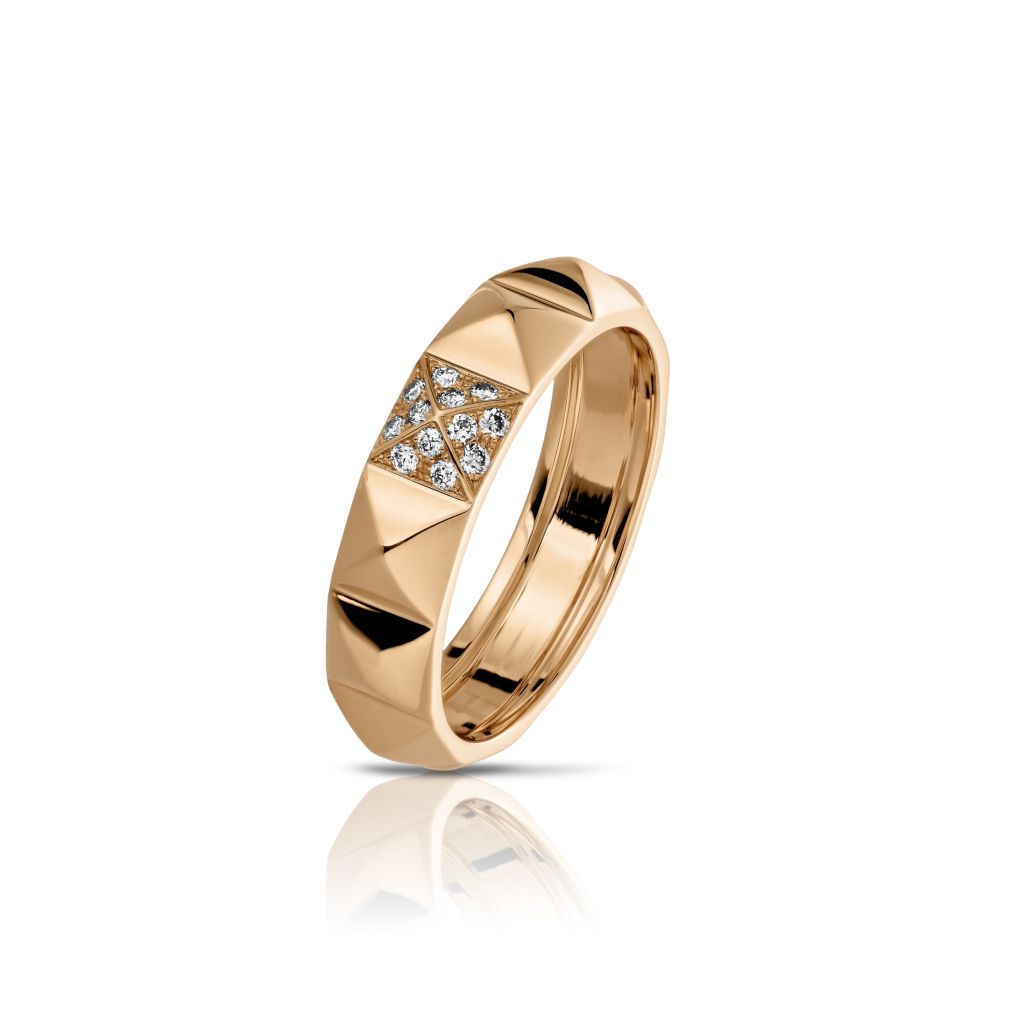 Bague Hulchi Belluni or rose avec pavé de diamants