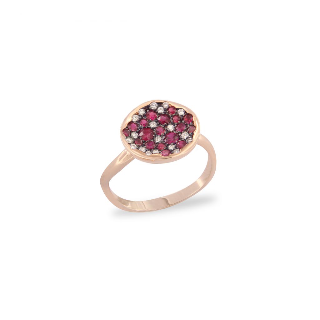 Bague Brusi Spring or rose, rubis et diamants blancs