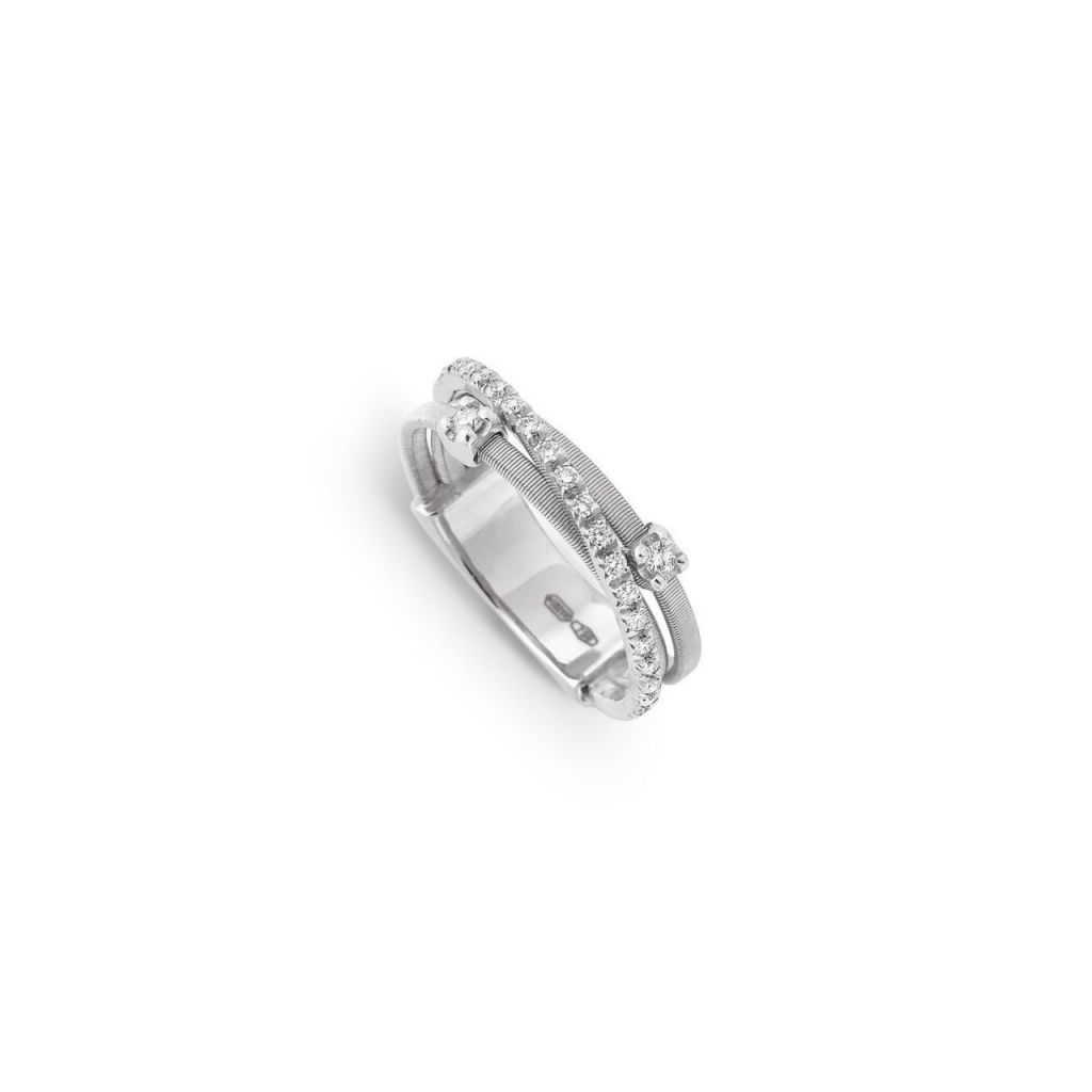 Bague Marco Bicego Goa 3 fils d'or blanc et diamants