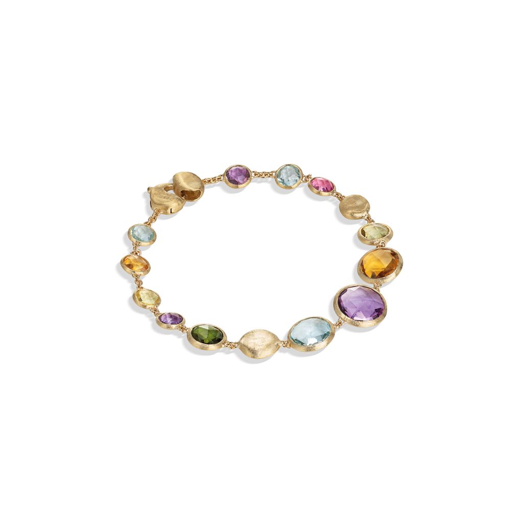 Bracelet Marco Bicego Jaipur en or jaune guilloché et pierres de couleur