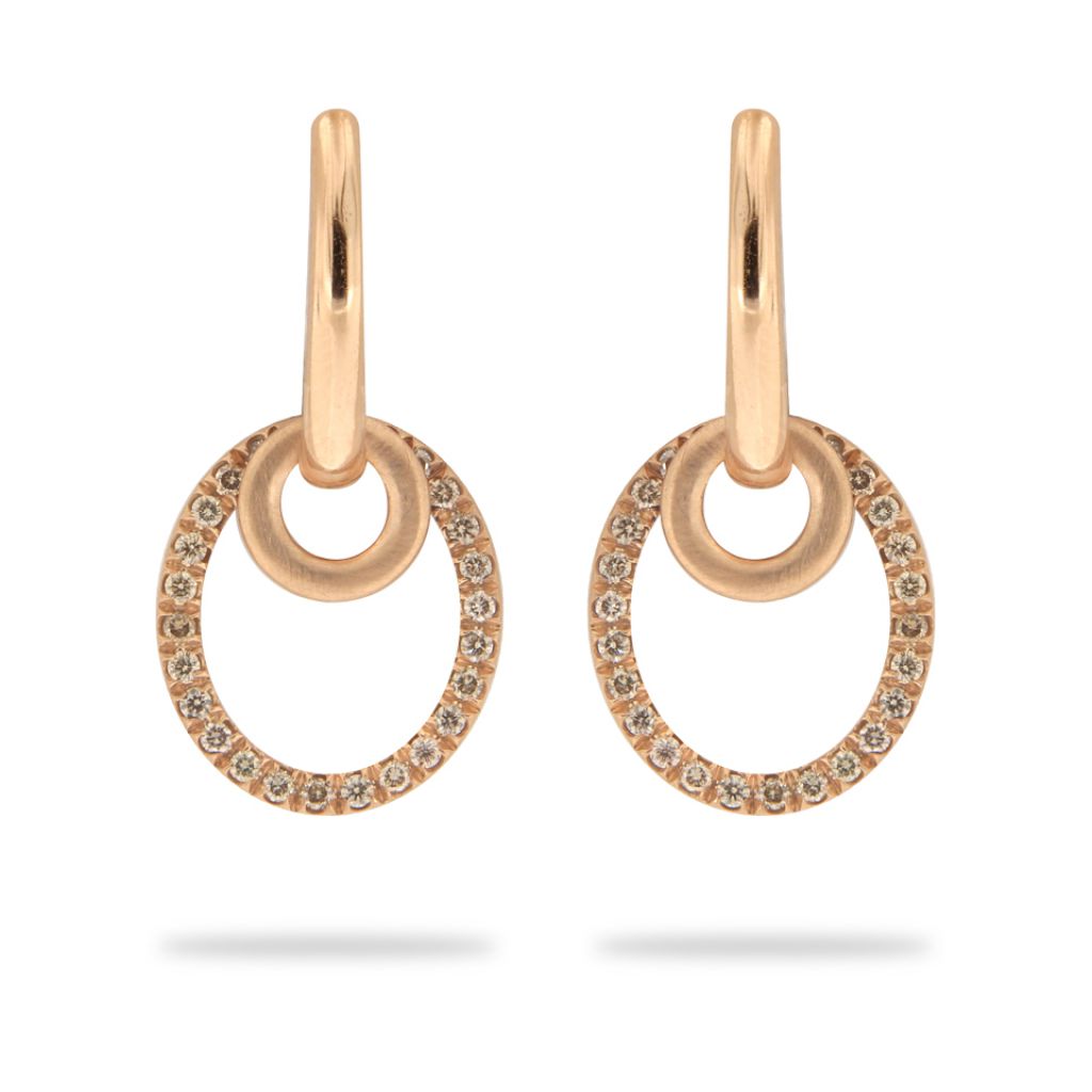 Boucles d'oreilles Brusi Circle en or rose et pavé de diamants